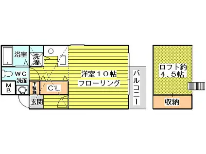 シャトレ上新庄(ワンルーム/1階)の間取り写真