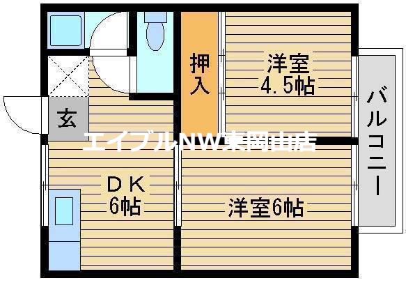コーポ操扇山(2DK/1階)の間取り写真