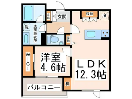 ムライチ・ガーデン花立(1LDK/2階)の間取り写真