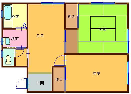コーポたかとも201(2DK/2階)の間取り写真