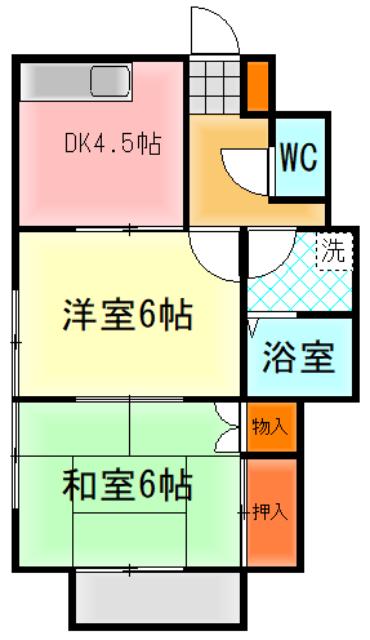 小西屋コーポ(2DK/2階)の間取り写真