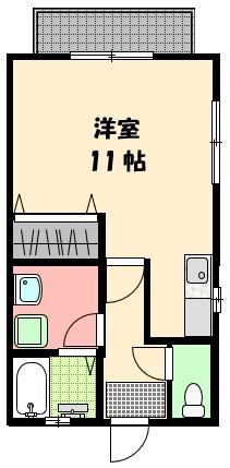 コーポ大手II(ワンルーム/2階)の間取り写真