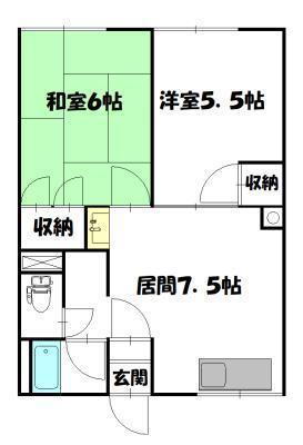 シティハイムノーランド(2DK/2階)の間取り写真