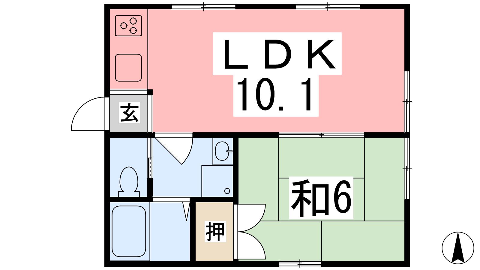 ハイツ山野井(1LDK/1階)の間取り写真