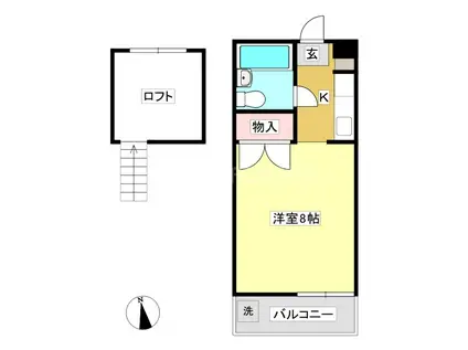サンシティー松山(ワンルーム/2階)の間取り写真