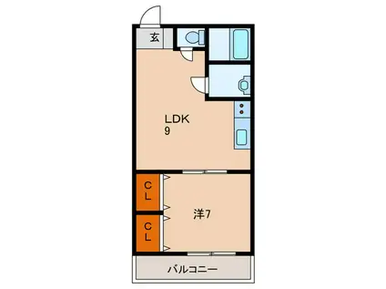 ときわ萩乃ハイツ(1LDK/2階)の間取り写真