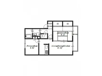 モン・ヴェールB(2LDK/2階)の間取り写真