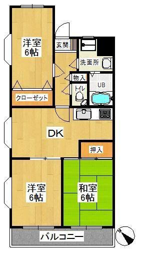 エクレール狭山(3DK/3階)の間取り写真