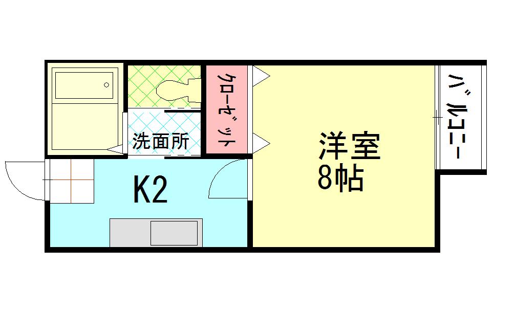 ビーライン秋桜(1K/1階)の間取り写真