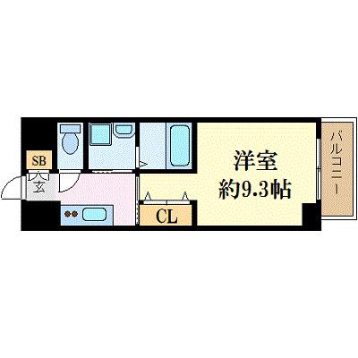 ブリエ福山西町(1K/3階)の間取り写真