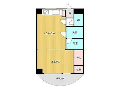 エスポワール杉山第2(1LDK/4階)の間取り写真