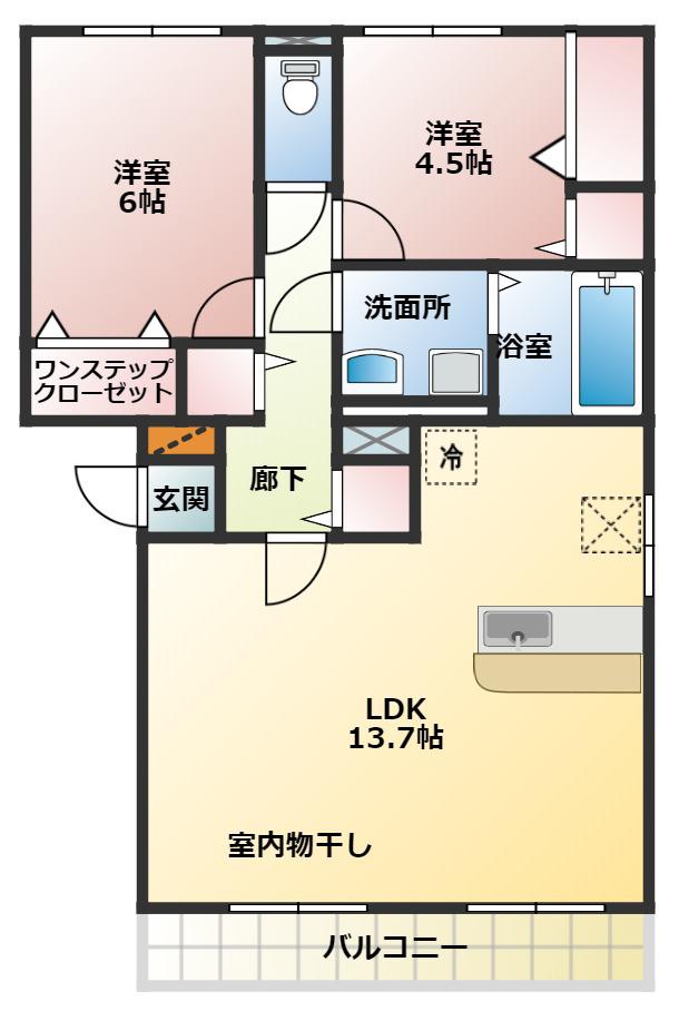 スウィート松本(2LDK/3階)の間取り写真