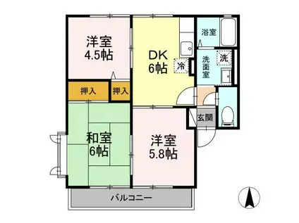 サンビレッジ本宮(3DK/1階)の間取り写真