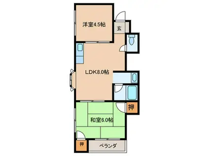 第3河合ハイツ(2LDK/2階)の間取り写真