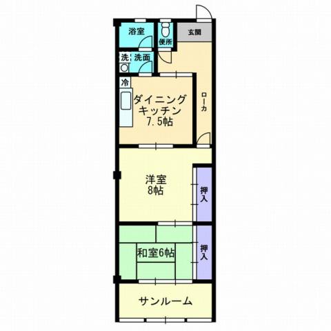 YAMASAKIビル(2DK/2階)の間取り写真