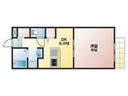 ジュネス(1DK/2階)の間取り写真