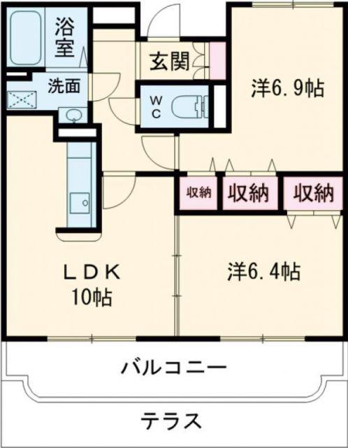 クレスト(2LDK/1階)の間取り写真