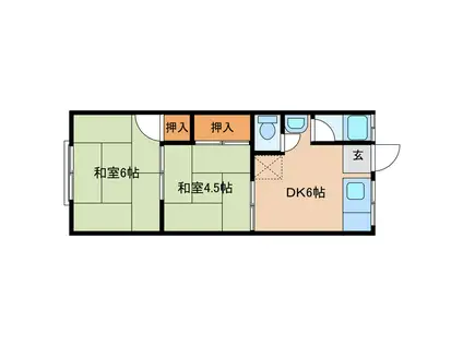 浜田コーポ(2DK/2階)の間取り写真