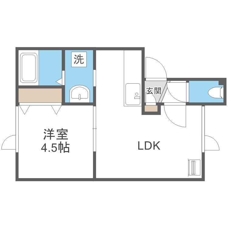 ヴィラージュ空港通(1LDK/2階)の間取り写真
