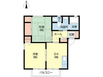 グリーンハイツD(2DK/2階)の間取り写真