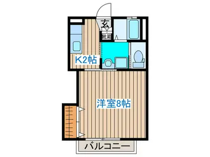 グランドソレーユII(1K/2階)の間取り写真