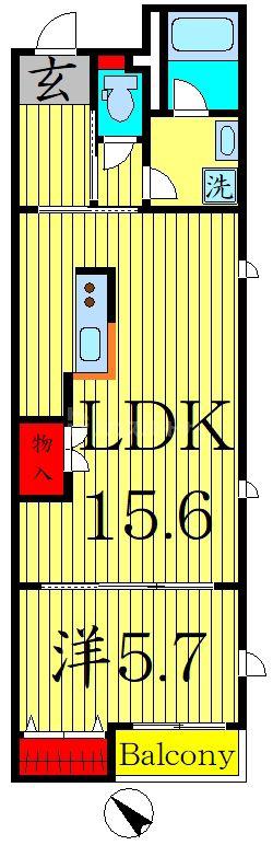 ALIKA曳舟(1LDK/2階)の間取り写真
