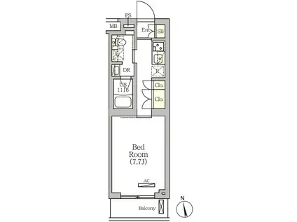 ARKMARK南品川(1K/5階)の間取り写真