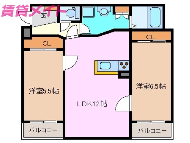 ウッドベルステージ(2LDK/1階)の間取り写真