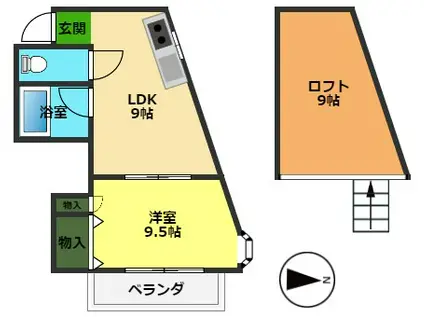 グローバル(1LDK/4階)の間取り写真