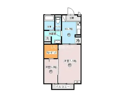 エイトクローバー(2K/1階)の間取り写真