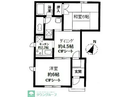 ウッディ・ハウスA(2DK/1階)の間取り写真