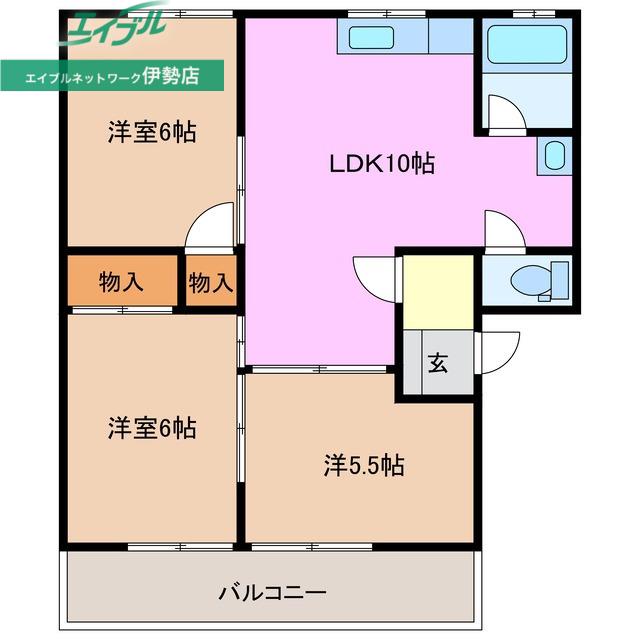 ウエストリバー(3LDK/3階)の間取り写真