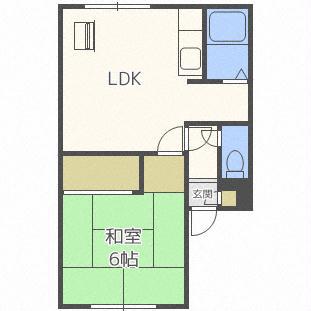 ノース FIELD弐番館(1LDK/2階)の間取り写真