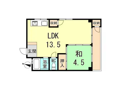 明石マンション(1LDK/3階)の間取り写真