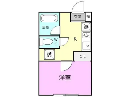 フレデリクスハウン3(1K/2階)の間取り写真