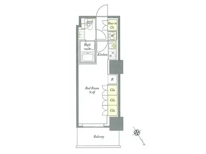 プライムメゾン板橋(ワンルーム/14階)の間取り写真