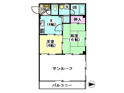 ハイパールマンションII(2K/3階)の間取り写真