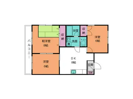 ホーム柏谷 II(3DK/3階)の間取り写真