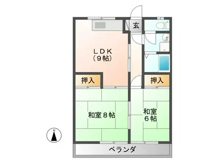 メゾン恵那II(2LDK/2階)の間取り写真