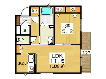 シャーメゾン片鉾II(1LDK/1階)の間取り写真