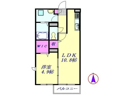 オハナハレ B(1LDK/2階)の間取り写真