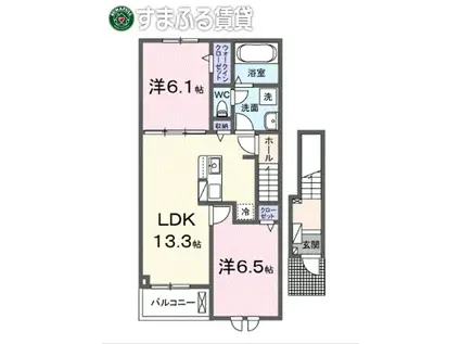 ガラシアII(2LDK/2階)の間取り写真