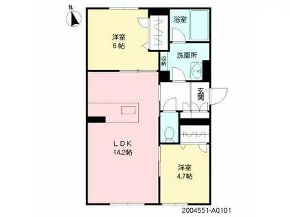 シャーメゾン VIOLETTA(2LDK/1階)の間取り写真