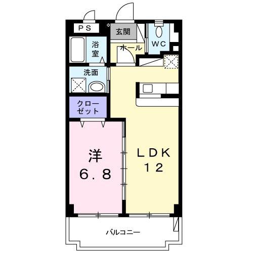 ラフィーネ宇茂佐(1LDK/2階)の間取り写真