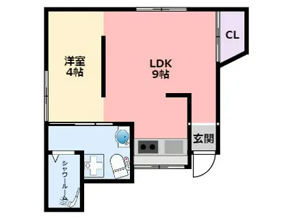 サンロイヤル今津(1LDK/1階)の間取り写真