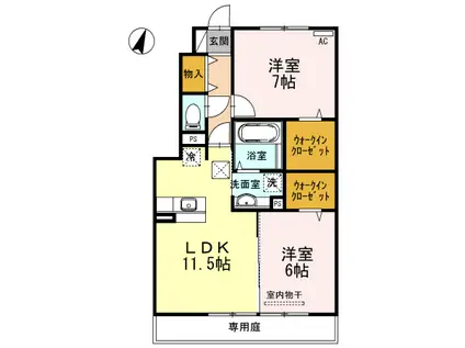 シンフォニーVII(2LDK/1階)の間取り写真