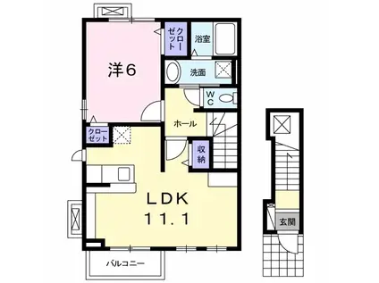 シャルム シャトレ(1LDK/2階)の間取り写真