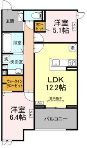 ドゥ・アムール(2LDK/3階)の間取り写真