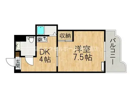 カサ・エルドラード弐番館(1DK/3階)の間取り写真