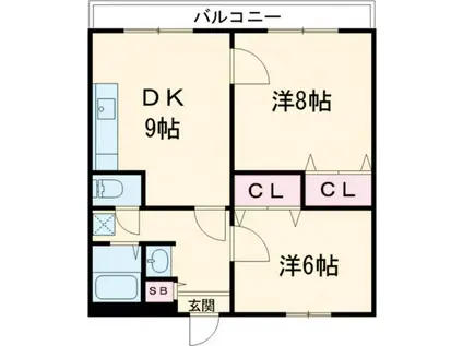 ヴィ フォレストII(2LDK/2階)の間取り写真